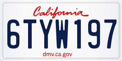CA license plate 6TYW197