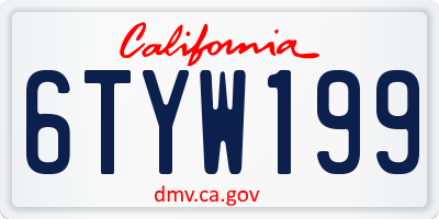 CA license plate 6TYW199