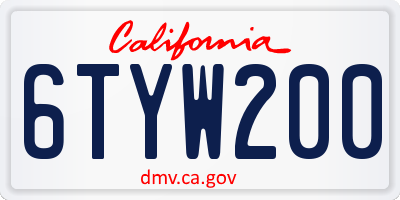 CA license plate 6TYW200