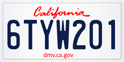 CA license plate 6TYW201