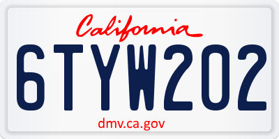 CA license plate 6TYW202