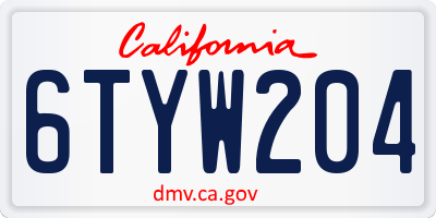 CA license plate 6TYW204