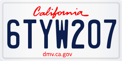 CA license plate 6TYW207
