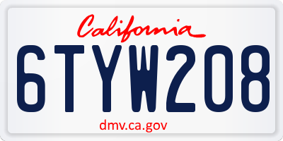 CA license plate 6TYW208