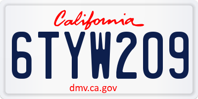 CA license plate 6TYW209