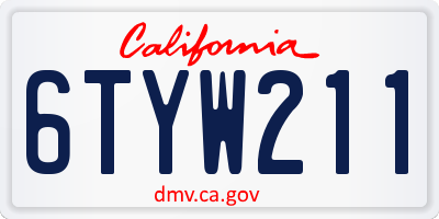 CA license plate 6TYW211
