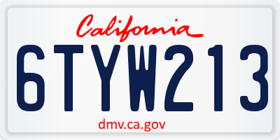 CA license plate 6TYW213