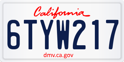 CA license plate 6TYW217