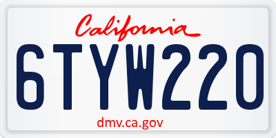 CA license plate 6TYW220
