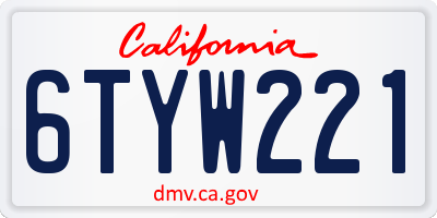 CA license plate 6TYW221