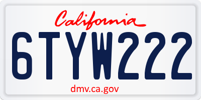 CA license plate 6TYW222