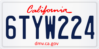 CA license plate 6TYW224
