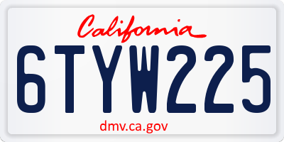 CA license plate 6TYW225