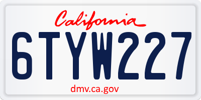 CA license plate 6TYW227