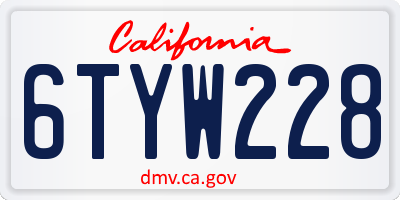 CA license plate 6TYW228