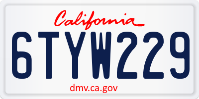 CA license plate 6TYW229