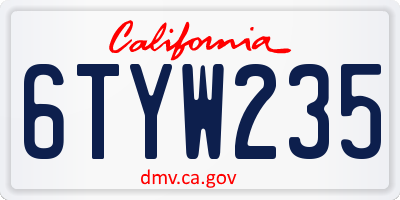 CA license plate 6TYW235