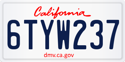 CA license plate 6TYW237