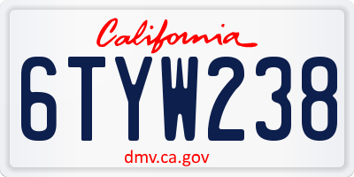 CA license plate 6TYW238