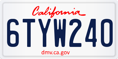 CA license plate 6TYW240