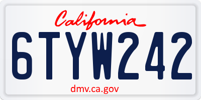 CA license plate 6TYW242
