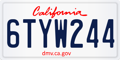 CA license plate 6TYW244