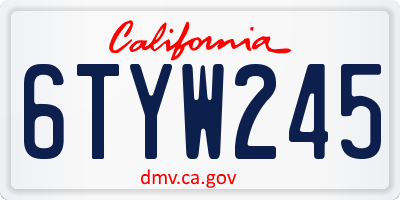 CA license plate 6TYW245