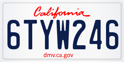 CA license plate 6TYW246