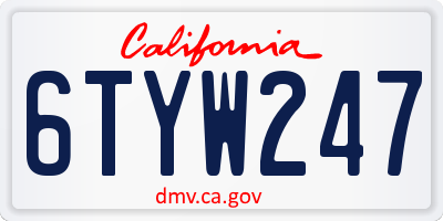 CA license plate 6TYW247