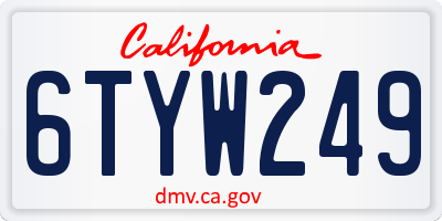 CA license plate 6TYW249