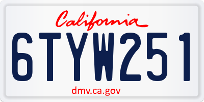 CA license plate 6TYW251