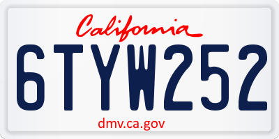 CA license plate 6TYW252