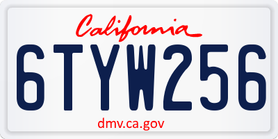 CA license plate 6TYW256