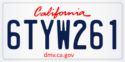 CA license plate 6TYW261