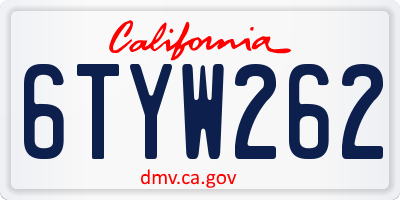 CA license plate 6TYW262