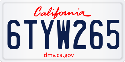 CA license plate 6TYW265