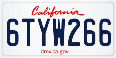CA license plate 6TYW266
