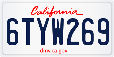 CA license plate 6TYW269