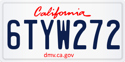 CA license plate 6TYW272
