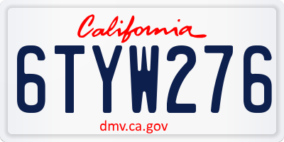 CA license plate 6TYW276