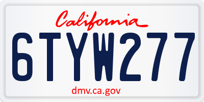 CA license plate 6TYW277