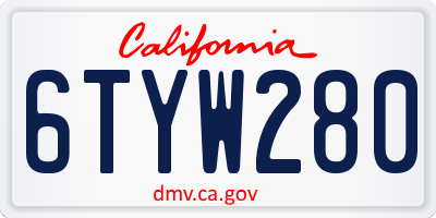 CA license plate 6TYW280
