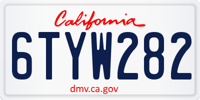 CA license plate 6TYW282