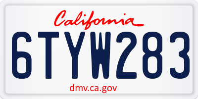 CA license plate 6TYW283
