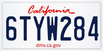 CA license plate 6TYW284