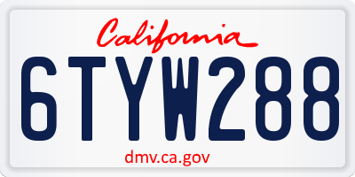 CA license plate 6TYW288