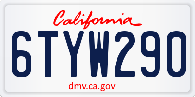 CA license plate 6TYW290