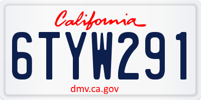 CA license plate 6TYW291
