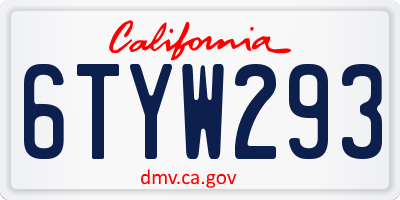 CA license plate 6TYW293