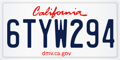 CA license plate 6TYW294